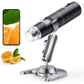 Microscope Numérique WiFi, SKYBASIC Microscope de Poche à Grossissement 1000X Électrique Loupe Enfant/Adulte Microscope Digital Portable avec 8 LED pour Smartphone Android et iOS, Ordinateur