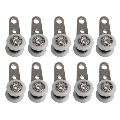 Lot de 10 roulettes pour baies vitrées ou portes coulissantes - métal et plastique - 4,5 x 1,9 cm