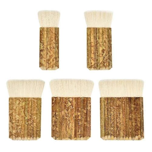 5 Taille De Pinceau Mélangeur De Merlu,Pinceaux À Manche En Bambou Larges Pinceaux En Laine Pinceaux Aquarelle Pour Lavage Au Four