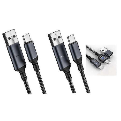 (4 pi + 6 pi paquet de 2) Câble USB 2 en 1 vers USB c vers USB c (noir)
