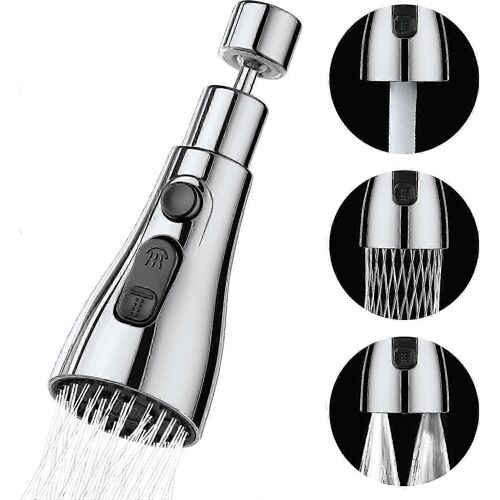 Pulvérisateur d'évier de cuisine,robinet à 360 degrés,3 modes,buse de robinet de cuisine avec aérateur,tête de robinet rotative de mitigeur d'évier de cuisine,réglable universel