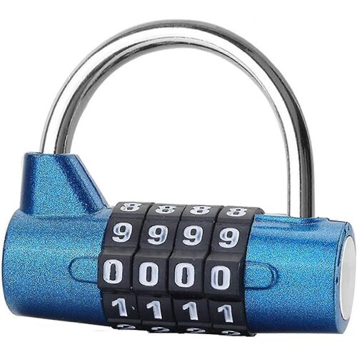 1pc 4 chiffres combinaison cadenas sans clé de sécurité cadenas antivol cadenas de casier universitaire (bleu)