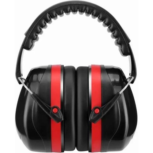 Casque Antibruit Pliable SNR 32dB Protection Auditive EM-5002B Oreille Défenseur Noir et Rouge