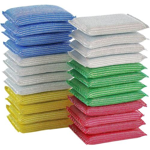 KALANKA-20Pcs Eponges de Nettoyage Anti Rayures,Eponges Magiques Classic Tampon à Récurer Kit Eponge Microfibre Lavable Eponge Salle de Bain,pour Nettoyer Traces Terrasse Cuisine Bains(Couleur Mélang