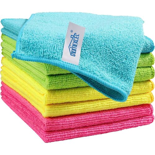 KALANKA-Chiffons en Microfibre 8 Pièces, Nettoyage des Fenêtres et Vaisselle pour Voiture, Cuisine, Maison 30,5 x 30,5 cm