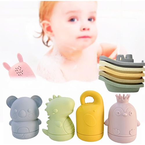 KAL-Lot De 9 Jouets De Bain En Silicone - Jouet De Bain Pour Bébé - Jouets De Bain - Jouets D'Eau - Cadeaux Pour Bébés Et Tout-Petits À Partir De 0 Ans, 6 Mois, 1 An