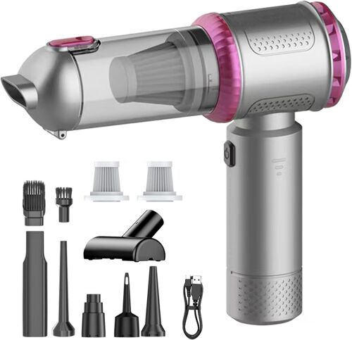 Aspirateur à main 3 en 1 - 18 000 PA - Puissant - 3 vitesses - 200 000 tr/min - Mini aspirateur à main sans fil pour voiture, cuisine, PC, canapé, bureau, maison et poils d'animaux