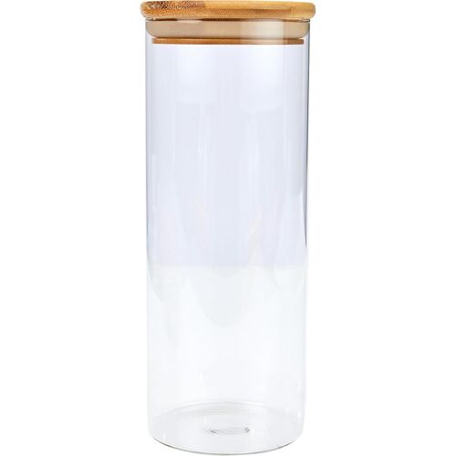 Kal-Bocal De Conservation, Pot De Rangement Des Aliments, Pot À Épices En Verre Avec Couvercle En Bambou, Env. 1800 Ml, Transparent/Argenté