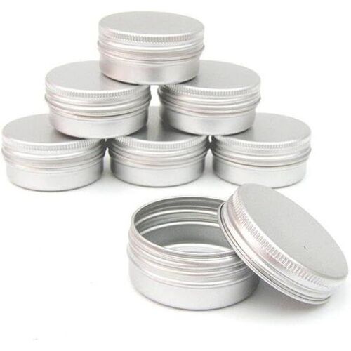 Kal-Lot De 12 Boîtes Rondes En Aluminium Avec Couvercle À Visser -100 Ml -Bocaux Vides En Aluminium Argenté -Pour Échantillons De Cosmétiques -Pour Travaux Manuels, Fabrication De Bougies, Épices