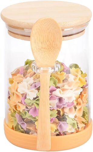 Kal-Bocaux En Verre, Stockage En Verre Avec Couvercle Hermétique Et Cuillère, Pots À Épices, Boîtes Décoratives Pour Cuisine, Café, Thé, Sucre, Biscuits, Sel De Bain, Céréales, 530 Ml (Cercle-1pc)