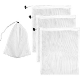 4 Pièces Blancs Sac Filtrant Piscine,Sac Filtrant Aspirateur Piscine Sacs En Maille,Sacs De Nettoyage De Piscine Avec Cordon Verrouillage,Sac Filtrant Maille Fine Pour Piscines,Aquariums,Bassins