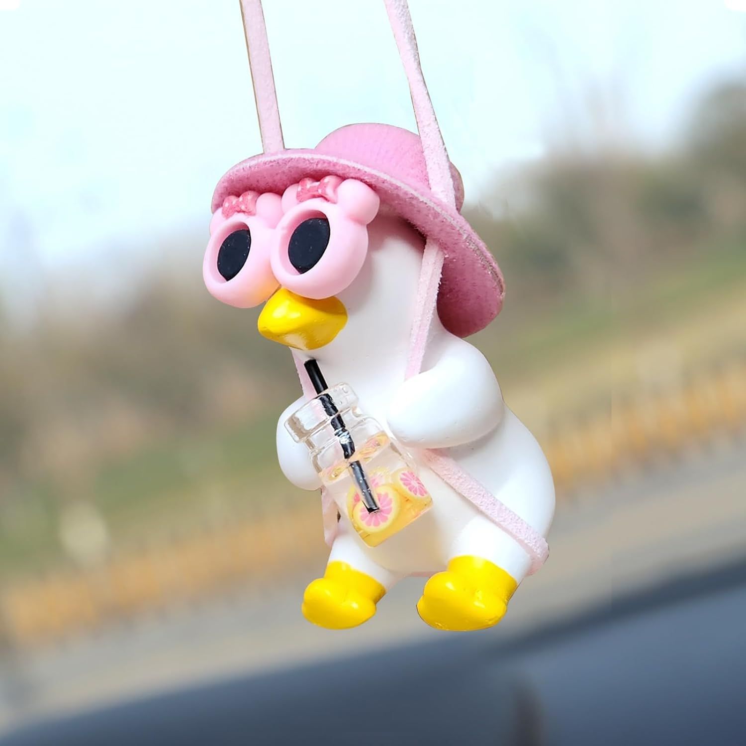 Décoration De Voiture à Suspendre En Forme De Canard Volant Avec Lunettes De Soleil Et Collier, Décoration De Rétroviseur Intérieur De Voiture Mignonne Et Accessoire à Suspendre Pour Homme, Femme