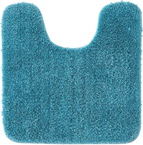 Tapis de Toilette Antidérapant Tapis Absorbant Tapis Moelleux Microfibre Forme de U 45x45cm Bleu d'eau
