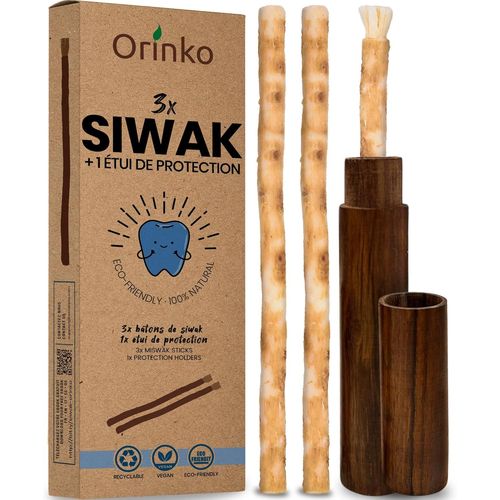 3 Bâtons De Siwak + 1 Étui En Bois-Miswak Brosse À Dents Naturelle Écologique Et Vegan-Soin De La Bouche Traditionnel Et Blanchiment Des Dents Blanc