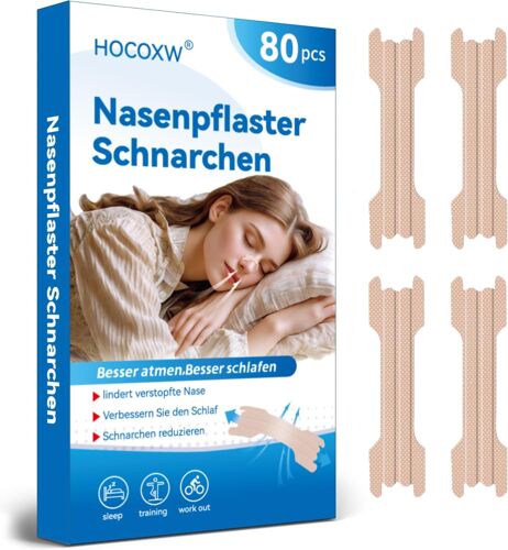 Bandelette Nasale, 80 Pièces Patch Nez Bouché Pour Mieux Respirer, Aide À Contre Le Ronflement, Strip Nasal Anti Ronflement, Pour Le Sport & Meilleure Qualité De Sommeil. 