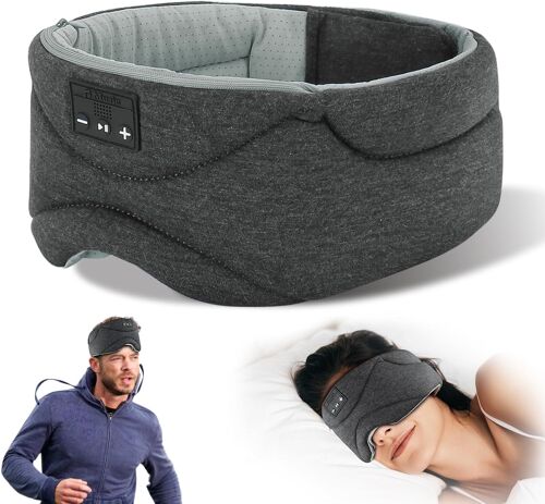 Masque De Sommeil Avec Écouteurs Bluetooth, Bandeau Bluetooth, Bandeau Anti Bruit Pour Dormir, Masque Pour Les Yeux À Bruit Blanc, Fonction Minuterie, Avec Microphone Pour Voyage/Sieste/Yoga