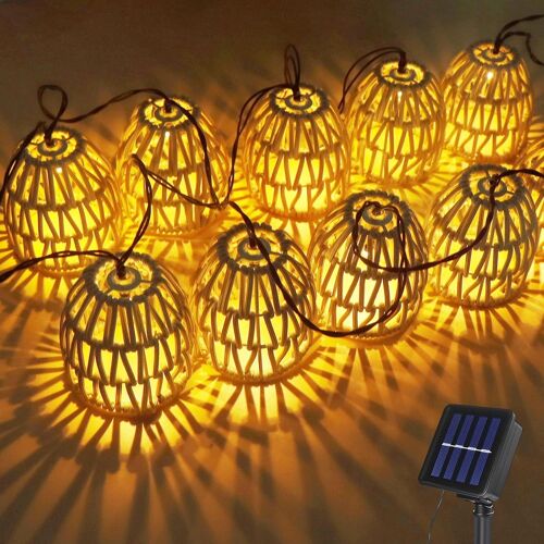 Lot De 10 Guirlandes Lumineuses Solaires D'extérieur À Led, Lanternes Extérieures Résistantes Intempéries Ip44, Guirlandes Lumineuses Corde De Papier, Pour Jardin, Balcon, Extérieur, Blanc Chaud