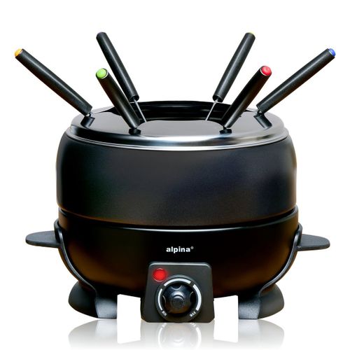alpina Appareil à Fondue Électrique 800W Caquelon Fondue 2L - Inclus 6 Fourchettes en Acier Inoxydable - Revêtement Antiadhésif