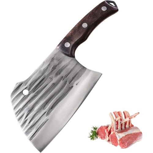 Jexnovashop-Couteau De Cuisine Fait À La Main Forgé Couteau À Hacher Les Os Couteau De Chef En Acier À Haute Carbone Couteau À Viande Full Tang Avec Poignée En Bois