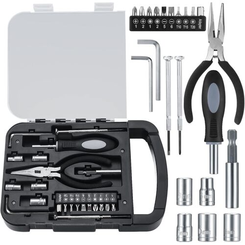 SUBZONAL-22 Pièces Boîte à Outils Complète, Mallette Outils, Coffret à Outils Complet, Boîte à Outils Portable avec Jeu de Tournevis de Precision pour Bricolage