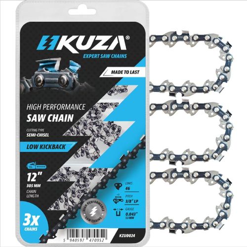 POPU-Chaîne De Tronçonneuse De Qualité Supérieure - 30 Cm - 3/8"" Lp .043"" 46 Tg - Compatible Avec Makita Uc 3020A,Uc3010A,Uc3041A,Duc252,Duc302,Duc352,Duc252 Cet Bien D'Autres Modèles (3 Chaînes