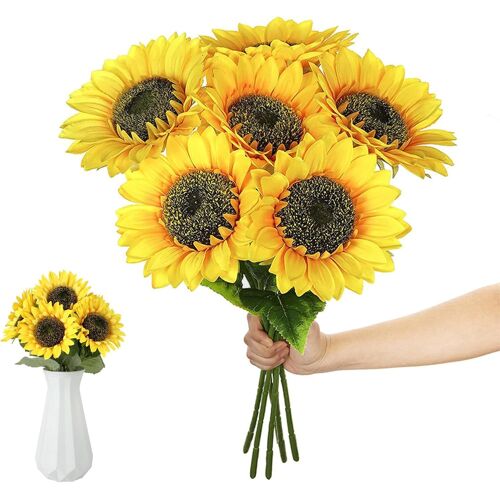KALANKA-(8 pièces) de tournesols artificiels, 40 cm de décoration de Sunflower Decoration pour Table, Fleurs artificielles déco d'automne pour Mariage, fête, Salon, ou décoration de Table.