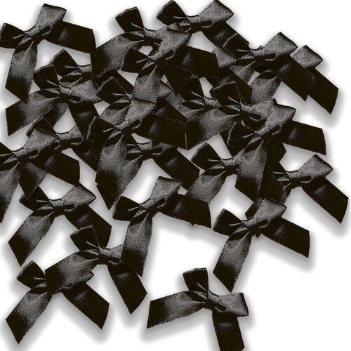 Kal-48 Pièces Noeuds, Mini Noeud De Ruban Noir Noël, Noeud Noir Satin Adhesif Convient Pour Le Bricolage, La Décoration De Cartes De V?ux, La Décoration De Noël Et De La Saint-Valentin