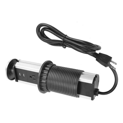 Station De Charge à Cordon Rétractable Argent 60mm 3 Prises 2 Prises USB OB