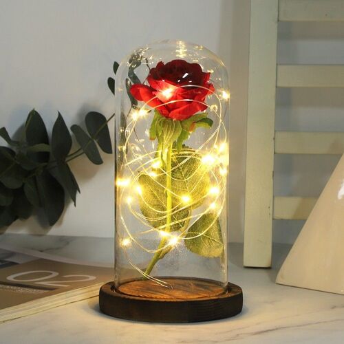 (Base Brune)Simulati On Led Décoration De Rose Électrique Veilleuse Saint Ob