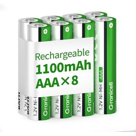 HEUE-Lot De 8 Piles Rechargeables Aaa 1100 Mah Haute Capacité 1500 Cycles 1,2 V Nimh Faible Auto-Décharge Aaa