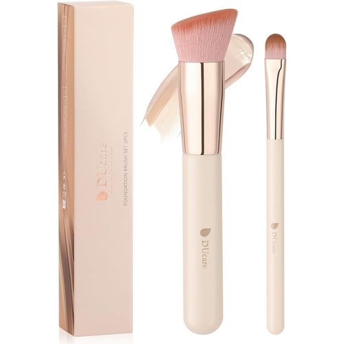Lot De 2 Pinceau Fond De Teint Pinceaux À Fond De Teint Et Anti-Cernes Pinceau Kabuki Synthétiques Professionnels Pinceaux Maquillages Pour Le Mélange Liquide,Crème Ou Poudre 