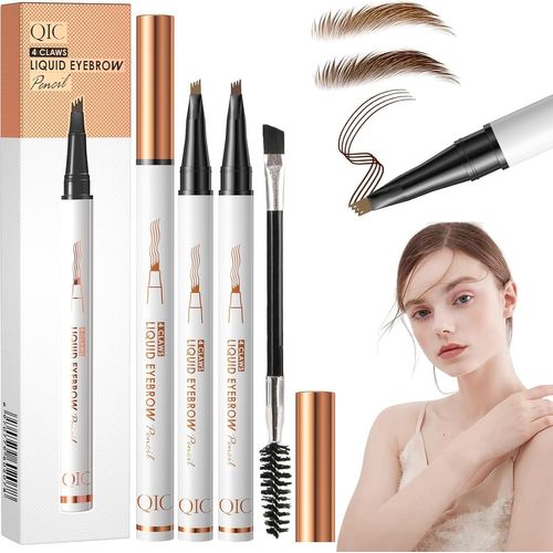 Kalanka-2 Pcs Crayon Sourcil Waterproof, 3d Crayon Microblading Sourcil Longue Tenue Avec 4 Pointes Eyebrow Pencil Look Naturel Sourcils Maquillage Crayon Sourcil Crayon Professionnel Marron Foncé Cl 