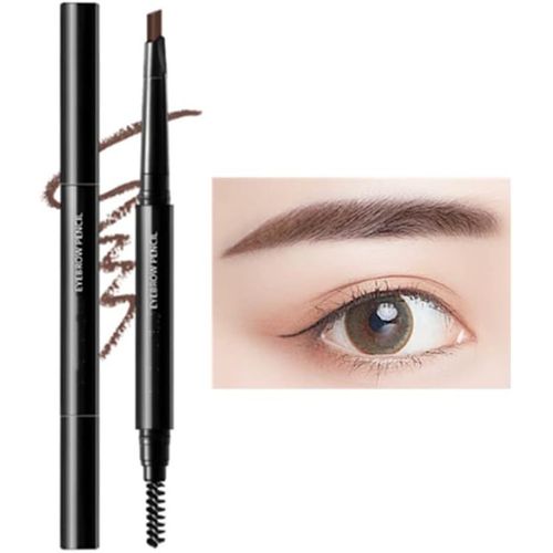 Crayon À Sourcils,Professional Crayon Sourcil Longue Durée Et Waterproof,Double-Embout Avec Crayon Plat Et Goupillon Pour Des Sourcils Parfaits (Noir) 