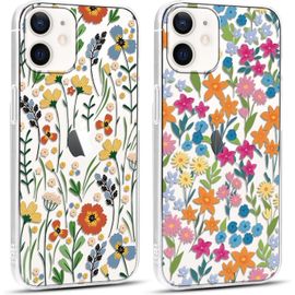 Eryi-2 Pièces Transparente Coque Pour Apple Iphone 12/Iphone 12 Pro 6,1"", Etui Fleur Aesthetic Motif Dessin Housse, Silicone Tpu Cover Antichoc Bumper Protection Case Pour Iphone 12/12 Pro,Fleur18