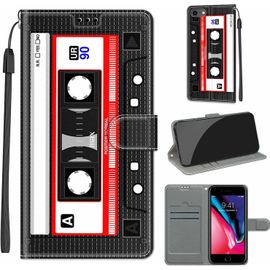 Coque Portefeuille En Cuir Pu Pour Iphone Se 2020 / Iphone 7 / Iphone 8 - Housse Protection Avec Fermeture Magnétique, Porte-Cartes, Bumper Tpu Et Support