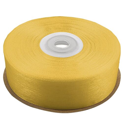 Kal-Ruban 25mm X 32m Couleur Jaune Foncé Ruban Décoratif Ruban Cadeau Satin Et Organza Tissu Mousseline Pour Décoration Bricolage Mariage Fête Festival Emballage Paquet Cadeaux Cartes Diy