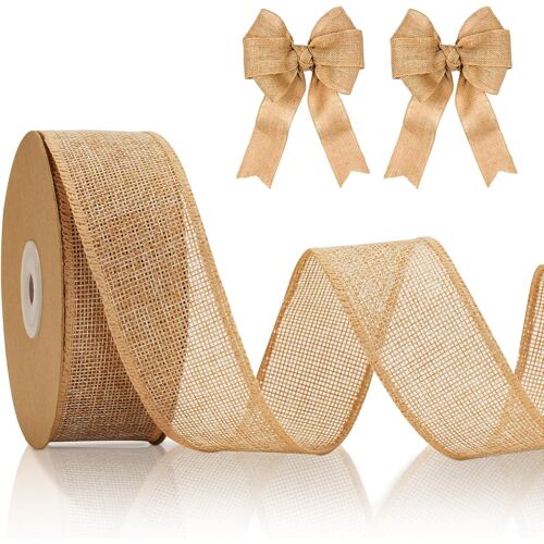 Kal-Ruban De Jute De 4 Cm De Large, Ruban Cadeau Vintage En Toile De Jute De 10 M, Ruban Décoratif En Toile De Jute Filaire Pour L'artisanat, Noeud, Décoration De Mariage, Couronne D'automne