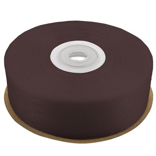 KAL-Ruban 25Mm X 32M Marron - Décoratif Satin Et Organza Tissu Mousseline Pour Décoration, Bricolage, Mariage, Fête, Festival, Emballage, Paquet Cadeaux, Cartes Diy