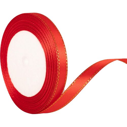 KAL-Ruban De Satin Fin Pour Emballage Cadeau De Noël, Gâteau, Noeud Pour Cheveux, Bouquet, Travaux Manuels, Mariage, Décoration De Voiture - Rouge - 10 Mm X 22 M