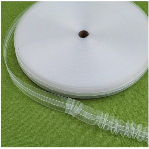 Kal-Bande De Rideau Transparente - 10 M - 2,5 Cm - Ruban Plissé Universel - Pour Rideau, Crochet, Chambre De Fille, Salon, Chambre À Coucher