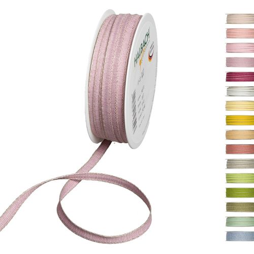 Kal-Ruban Décoratif Avec Bords En Lin - Largeur : 7 Mm - Longueur : 30 M - Ruban Cadeau À Décorer Ou À Décorer - Ruban Décoratif - Couleur : Pale Berry/Lin
