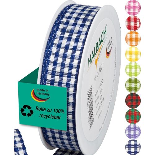 Kal-Vichy Ruban À Carreaux Pour Cadeaux - Largeur : 25 Mm - Bleu Foncé