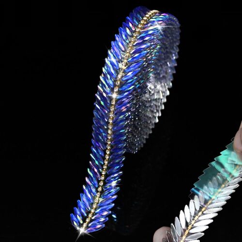 Kal-91.4cm Bleu Or Chaîne De Strass Chaussures, Rouleau De Strass Ruban En Cristal Bouquet, Décoration, Vêtements, Couvre-Chefs De Mariage (Tr001)