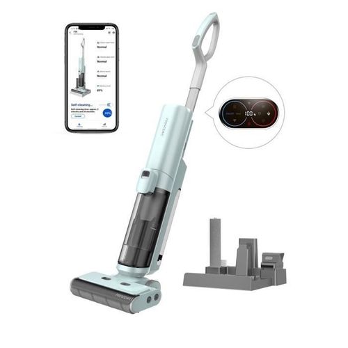 PROSCENIC F20 - Aspirateur laveur sans fil 3 en 1 - Nettoyeur sec/humide - Auto nettoyage - Grand Réservoir - Ecran LED - Bleu