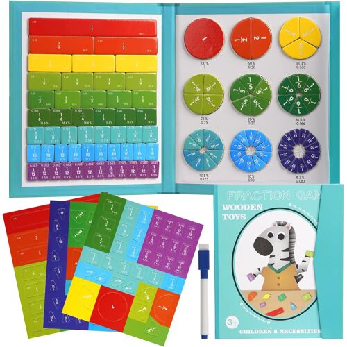 KAL-Planche De Puzzle De Sensibilisation À La Fraction, Bandes Magnétiques De Fraction Arc-En-Cie, Cercles De Calcul Fractionné, Jouet Mathématiques Montessori, Pièces De Calcul Fractionnaires