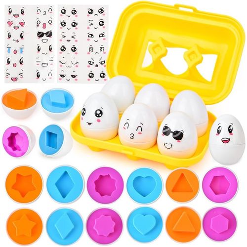 KAL-12 Oeufs Trieur De Reconnaissance Des Couleurs Et Des Formes Des ?ufs Assortis, Jouets Éducatifs Pour Enfants Et Tout-Petits Pour Apprendre La Couleur Et La Forme
