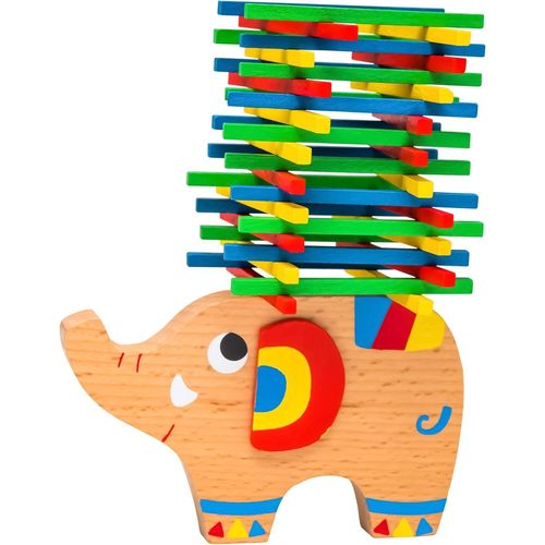 KAL-Montessori Éléphant Empilable Jouets En Bois, Trier Et Empiler, Apprendre Balancier Garçons Filles De 3 Ans Jeu D'Equilibre D'Apprentissage, Motricité, Educatif Jeux D'Empilage (Multicolore)
