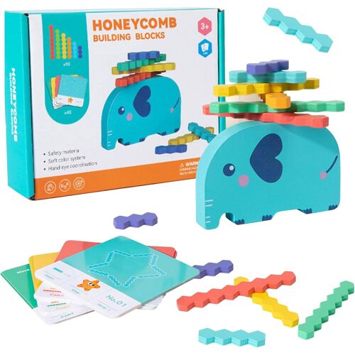 Kal-Elephant Tour Empilable Pour Bébé - Tour Empilable En Bois - Jeu D'empilage - Jeu D'emboîtement En Bois - Jouet De Motricité - Cadeau Pour Les Enfants - Voyage - Parc En Plein Air - Maison
