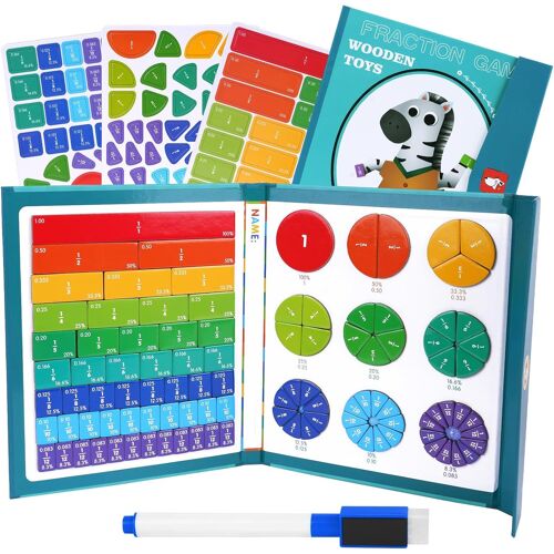 KAL-Jeux Éducatifs Mathématiques, Puzzle Éducatif De Fraction, Fractions Magnétiques, Fractions Game, Jeux Pour Apprendre Les Fraction Aimantées-Zèbre