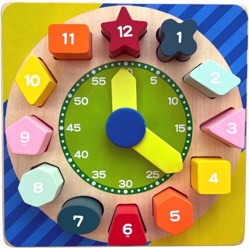 KAL-Horloge D'Apprentissage En Bois Formes Pour Les Enfants | Trieur De Formes | Jouet Puzzle Enseignement Heure Nombre Et Formes - Montessori Educatif Cadeaux 18 Mois+ | Enfants Cadeaux D'Anniversai